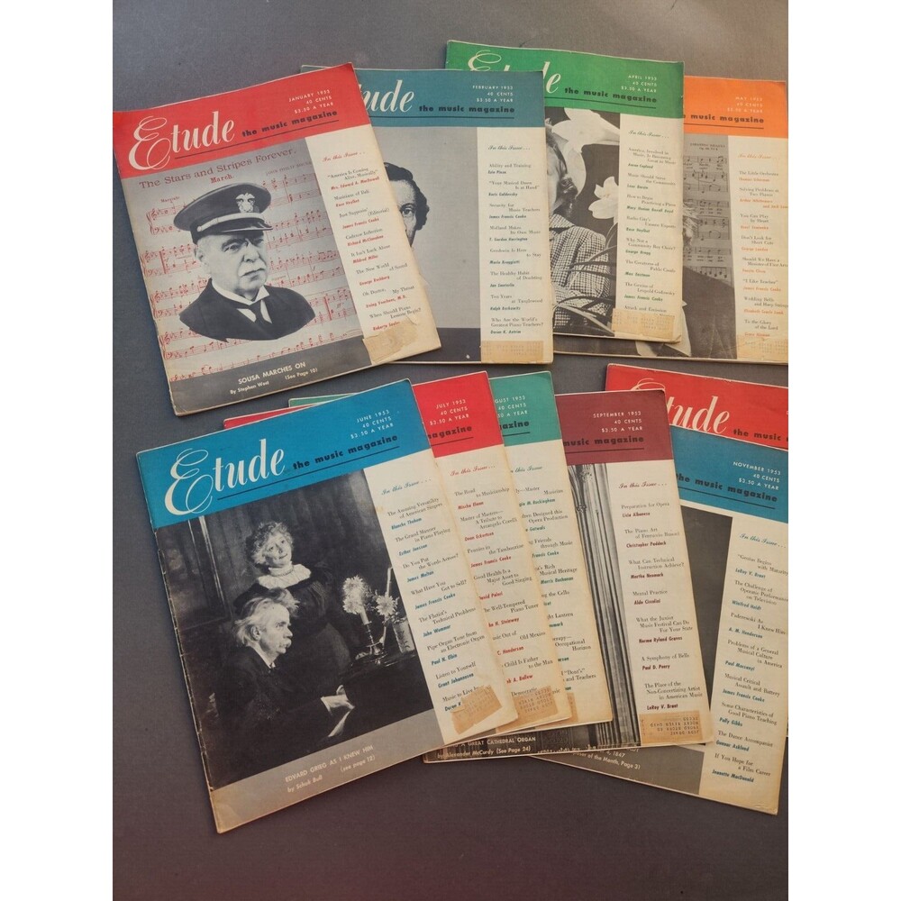 Etude Music Magazine 1953 Lot of 10 Sheet Music Books Advertising